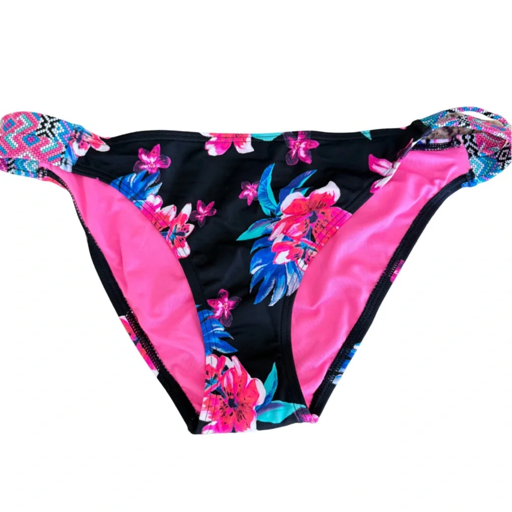 SUNDAZED Sasha Swim Bottom Floral Size XL Black Pink NWT